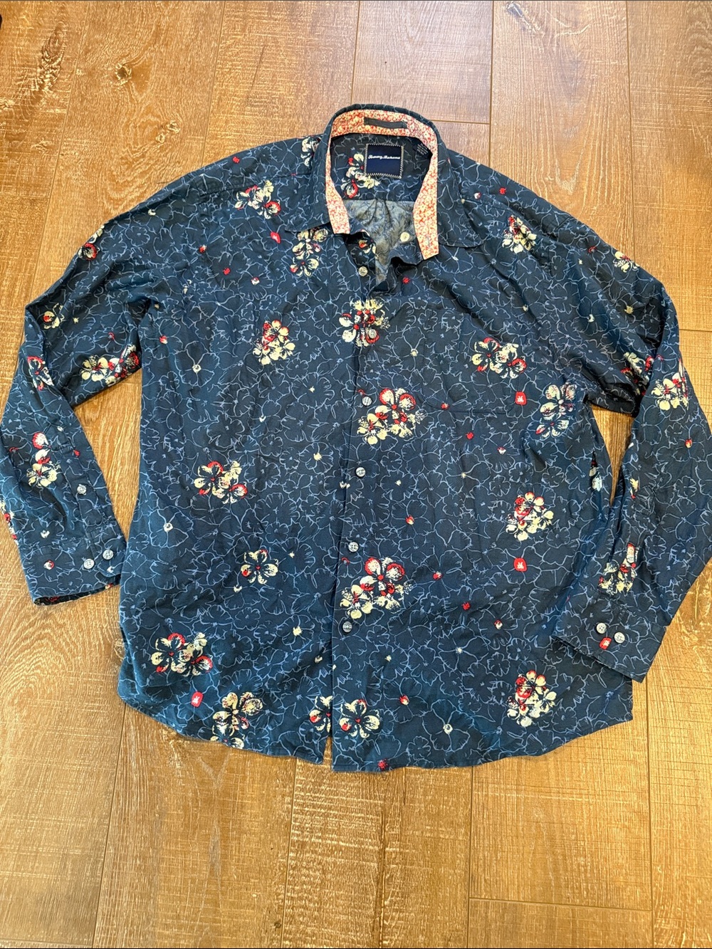 Tommy Bahama Blue Floral Long Sleeve Men's Shirt
